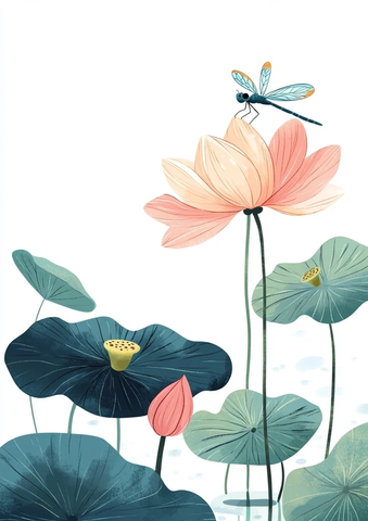 莲花池中龙虻立花蕾