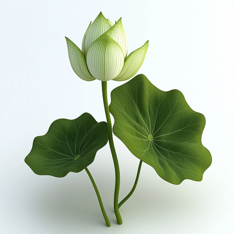 莲花叶间初绽花苞