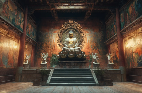 室内佛像雕塑全景