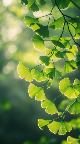 深绿银杏叶夏末秋初