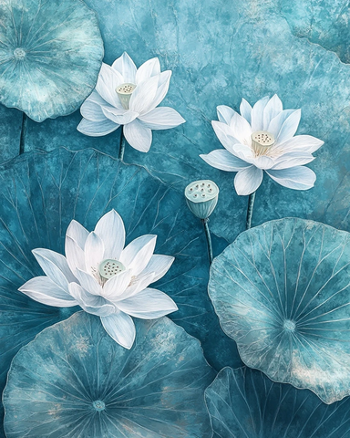 莲花荷叶水墨扇面