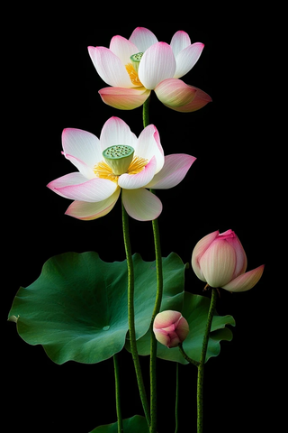 莲花粉色黄色花瓣绿叶