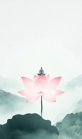 莲花生人冥想远山