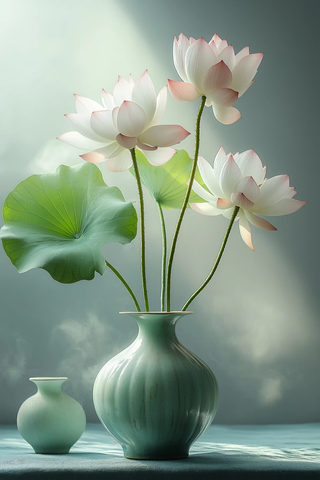 莲花插花古瓶背景