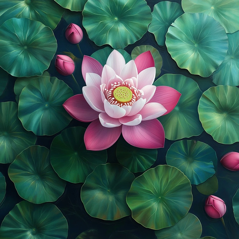 莲花池塘俯视图