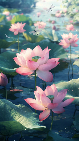 粉莲盛开龙飞天