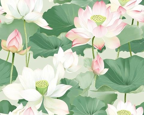 绿色旗袍莲花中式图案