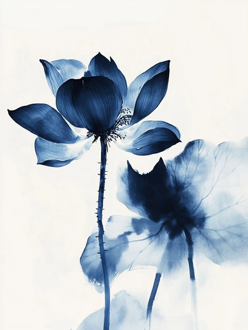 墨色莲花水墨画