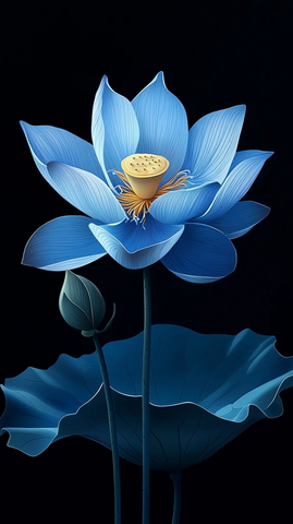 蓝色莲花设计矢量插画