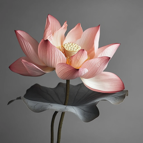 莲花产品摄影灰色背景