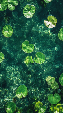 池塘浮叶鸟瞰图