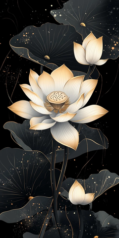 金色莲花叶子对称图案