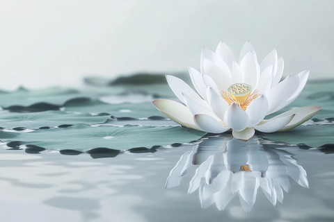 莲花浮水叶丛间