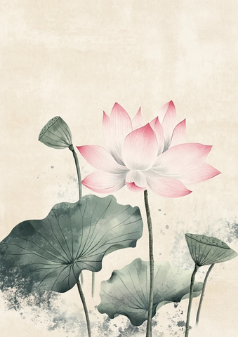 莲花盛开图案贺卡