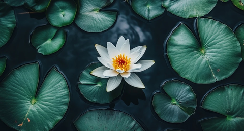 水莲花朵浮叶间