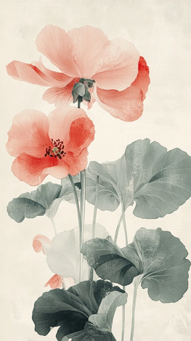 秋海棠插画中国风