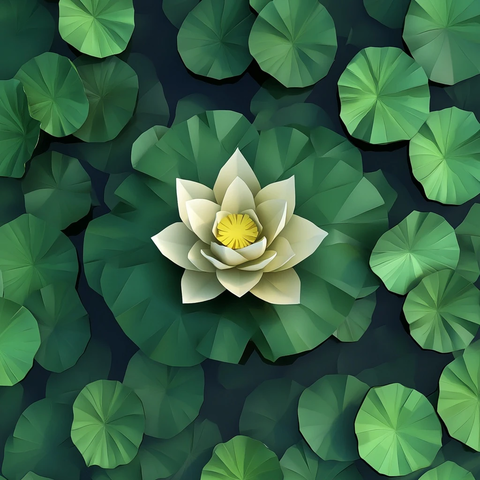 莲花叶片低多边形设计