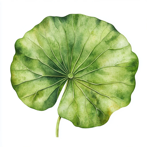 绿色莲花叶水彩剪贴画