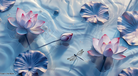 水莲叶影浮水花