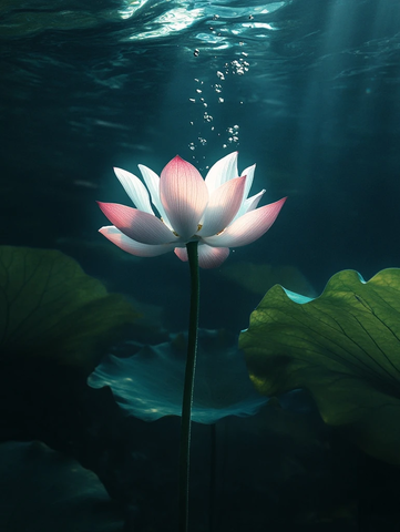 水下莲花静谧摄影