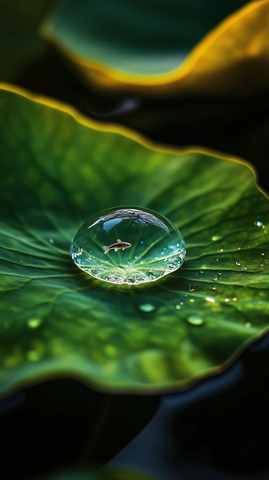 水滴莲花叶小鱼
