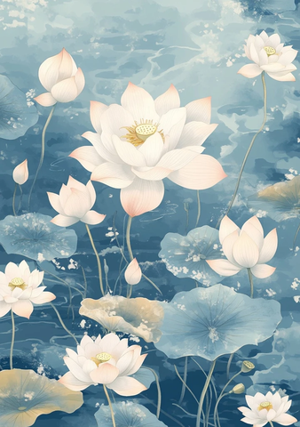 莲花浮水矢量图案