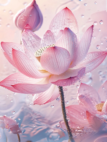 莲花水滴半透明光细节