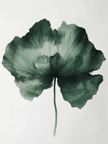 莲花叶底部构图墨画