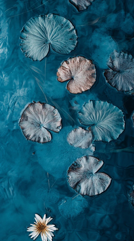 水莲静静漂浮水面