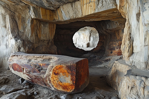 石洞内的大型原木