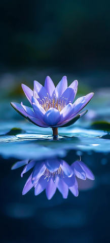月光下浮动的紫罗兰水莲