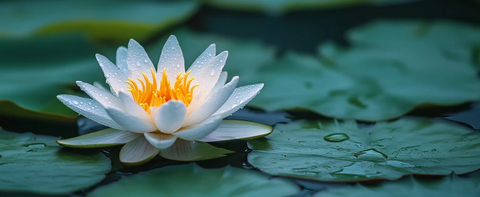 水莲花开绿叶露珠