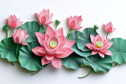粉色莲花纸雕艺术