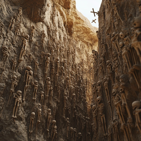 满是骷髅的峡谷场景