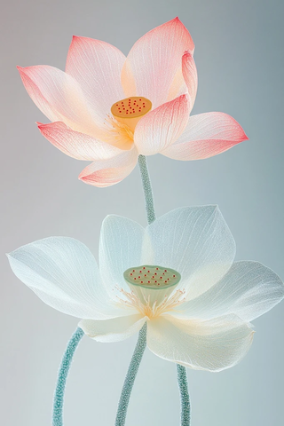 半开莲花水滴透视