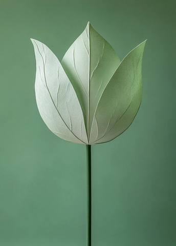 纸质折叠绿色白色花朵