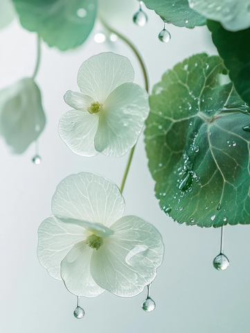 绿叶水珠玻璃珠花卉