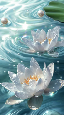 莲花水珠阳光反射