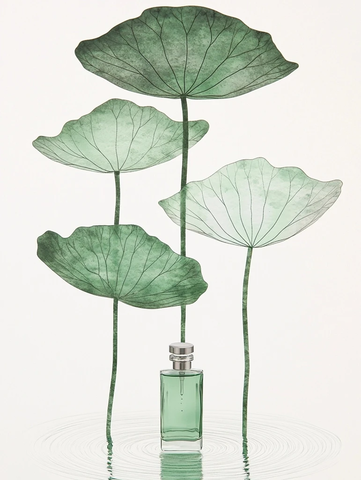 莲花叶香水玻璃瓶特写