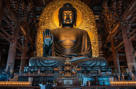 室内大佛雕像的庄严景象