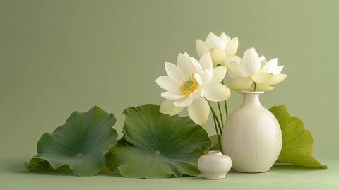 青瓷瓶莲花静物摄影