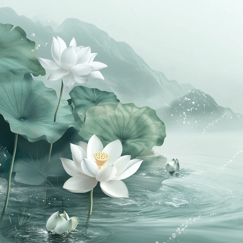 春水莲花简约图形