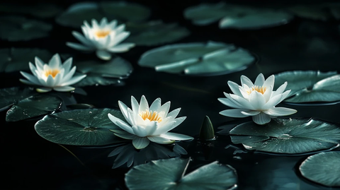 水莲绿色叶子浮水面