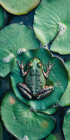 青蛙荷叶俯拍图