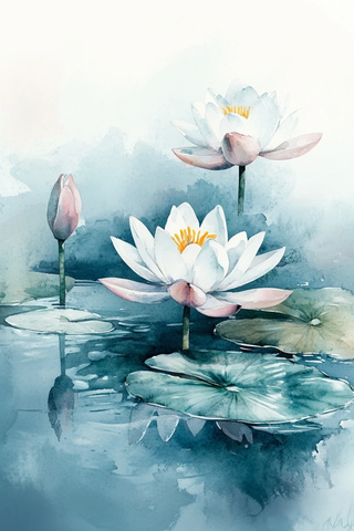 水莲浮萍静水冬季温情