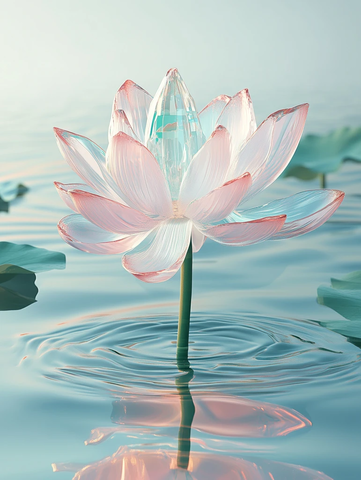 水晶莲花宝石浮水图