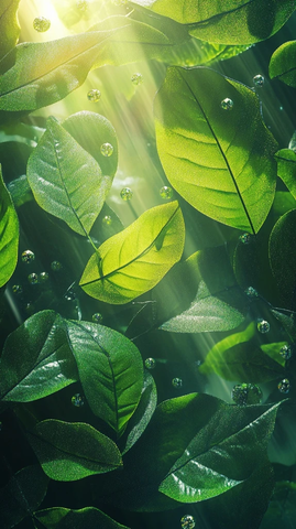 阳光透叶与二氧化碳分子