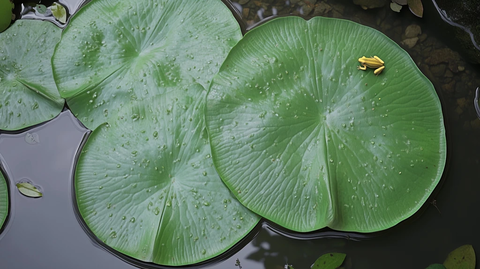 巨型莲叶与黄蛙静水景观