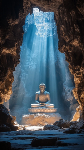 洞穴内佛像雕塑特写