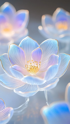 透明糖果花朵镶嵌金丝图案